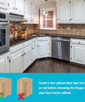 Kitchen scene displaying cabinet doors, showing half inch overlay self closing cabinet hinges in polished brass for upgrade.