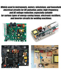 Collage showing applications of Metallized Polypropylene Film Capacitors Kit, 20 Pieces, CBB22 Style, 630V, 0.1uF 104J, P15 Case