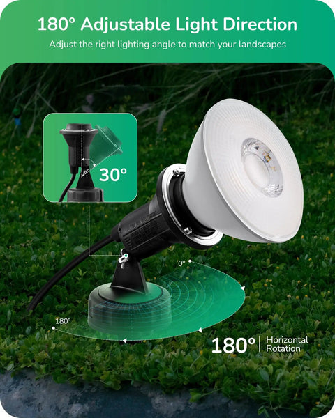 Outdoor 120V LED Flood Lights Plug In Waterproof Landscape Spotlight With 180 Degree Adjustable Head E26 Base 6 ft Cord UL Listed
