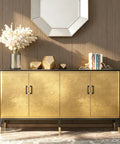 Dope Gold Peel And Stick Wallpaper Thick Metallic Wallcovering Renters Friendly Self Adhesive Removes Easily Residue Free Repositionable Bubble Free Easy Install Zero Hassle Sleek Finish For Any Room on wall behind golden cabinet.