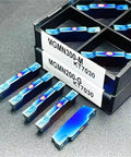 Close-up of 10Pcs CNC Grooving Carbide Inserts For Stainless Steel And Metal Lathe Tools Pro Grade MGMN200G KT7030 in storage box