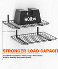 Heavy Duty Wall Mounted Storage Shelf Set For Garage And Home 24 By 12 Inch Metal Shelves Two Pack Workhorse Sturdy Steel Wall Rack