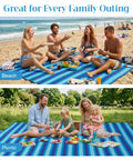 Extra Large Beach Blanket Waterproof And Sand Free For 3 To 4 People 7 By 7 Feet Lightweight Beach Mat in use at beach and park