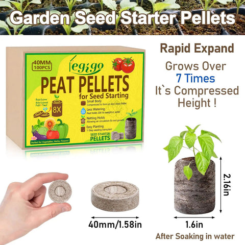 100 Pcs 40mm Seed Starter Peat Pellets For Seedlings Easy To Use Germinate Fast Plugs Seed Starters For Garden Plants Herbs Vegetables And Flowers Ready To Grow In Soil