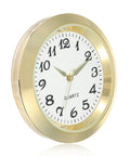 Mini Clock Insert 1 7/16 Inch Quartz Movement With White Dial, Gold Tone Bezel And Arabic Numerals, side view