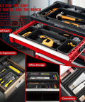 16 Piece Small Parts Tool Box Organizer Trays Set For Tool Box Drawer Storage with tools inserted in trays
