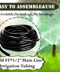 Half Inch Drip Irrigation Tubing Kit 50 Foot Long For Garden With One Half Inch Straight Connector Switch Valves T Fittings Reducers