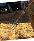 Heavy Duty Steel Four Prong Pitch Fork For Digging And Loosening Soil Manure Rake With Easy Attach To Handle Not Included