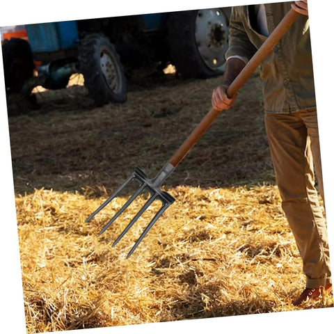 Heavy Duty Steel Four Prong Pitch Fork For Digging And Loosening Soil Manure Rake With Easy Attach To Handle Not Included