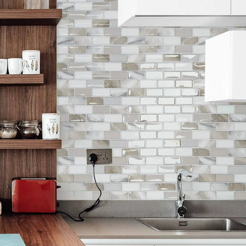 12x12 Peel And Stick Backsplash Tile Self Adhesive Mosaic For Kitchen Jade Design 6 Pack Covers About Five Point Four Square Feet