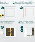 Step-by-step guide for installing Top Shelf No Sweat Drywall Access Panel for fixtures and maintenance.