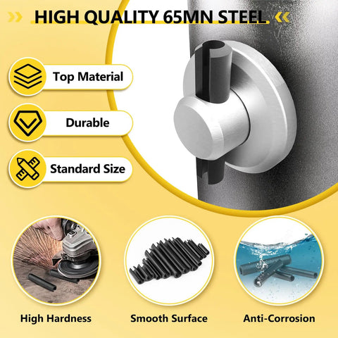 High-quality 65Mn steel roll pin set in use, displaying durable pins securing a component, highlighting features of Nine Size 65Mn Steel Black Roll Pin Set For Home And Auto Repairs, Durable High Hardness Roll Pins For Quick Fixes On Housings And Linkages, Ready To Use Assortment For DIYers And Pros.