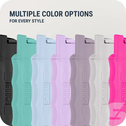 Heavy Duty Orange Peel Pepper Spray With Quick Release Keychain For Solid Reliable Self Defense And Street Smart Everyday Carry Protection Made In America in various colors.