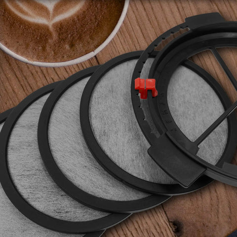 Replacement Water Filtration Set For Mr Coffee Brewers With Frame And Filter Discs displayed on wooden table