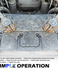 DIY Friendly Pro Grade Battery Terminal Shim Kit With Washers And Adjustment Tool installed on car battery terminals