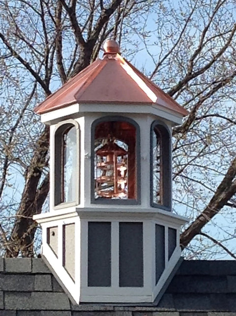 Rooftop view of copper weathervane cleaned with Copper Clean And Protect Kit Small 4oz Gel And Polish For Heavily Tarnished Copper Under