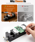 Heavy Duty Fractal Vise Giving You A Sweet Knockout Grip For Drill Press And Bench Clamping holding a circuit board securely.