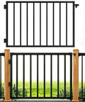 Straight Up Heavy Duty 48 Inch Wide By 42 Inch High Outdoor Deck Gate Kit In Matte Black featuring a welded steel frame and safety latch.