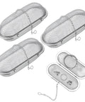 Upgraded 3 Pack Stainless Steel Ultrasonic Cleaner Baskets For Jewelry And Parts. Rust proof mesh strainers with handles for cleaning.