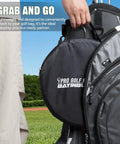 Two In One Golf Chipping Practice Net For Backyard Foldable Two And A Half Feet attached to golf bag outdoors