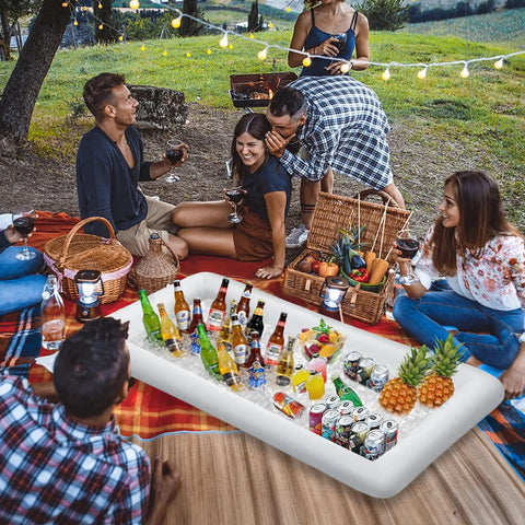 Inflatable Ice Serving Bar Kit Four Pack Large 53 By 25 Inch Trays For Poolside Buffets Keeps Food And Drinks Cold All Day Party