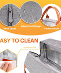 Go-To Insulated Lunch Bag For Work And Travel, Leakproof Cooler Tote With Big Capacity showing zip feature and interior
