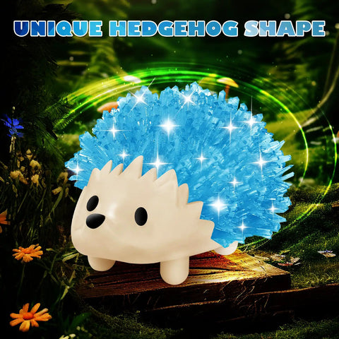 Crystal Growing Kit For Kids, Two Color Hedgehog Crystals Grow In 24 Hours, blue hedgehog crystal in nature setting