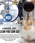 Pro Grade Ice Machine Cleaner 1 Gallon NSF Certified For Drinking Water Treatment Nickel Safe Descaler Made In USA Universal Compatibility For Commercial And Residential Ice Makers, before-and-after ice cleaner