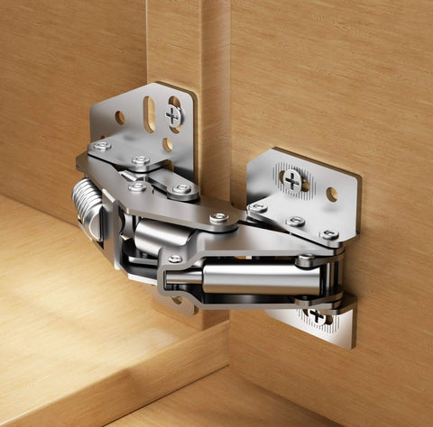 Heavy Duty 2 Pack 90 Degree RV Cabinet Hinges With Soft Close Surface Mount For Face Frame And Frameless Cabinets No Pre Drilled Cup Holes Self Closing Ideal For Camper Vans Trailers And Vehicle Mounted Conversions installed on cabinet