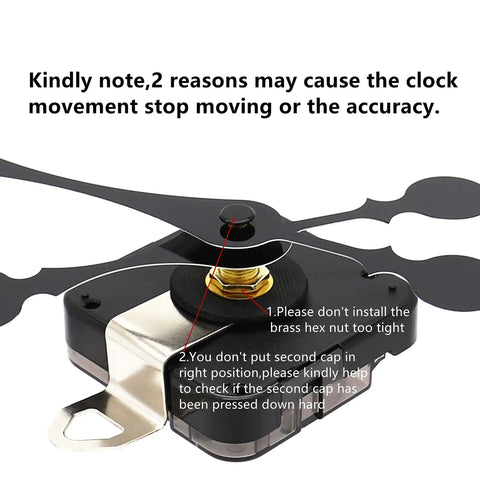 Quartz Wall Clock Movement Mechanism Replacement Kit For DIYers Repairs Silent Sweep Long Hour And Minute Hands Fits Dials Up To 40 Cm Diameter 2-6 mm Shaft Easy Install For Handy Home Crafters