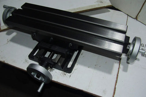 18x6 Inch Compound Slide Table For CNC Milling With Twelve Inch Long Travel And Seven And A Half Inch Cross Travel, Heavy Duty Rock Solid Build, Five Inch Height, 61 Lb Weight, Dovetailed Ways, Acme Lead Screws, Vernier Scales, Adjustable Gibs, T Slot