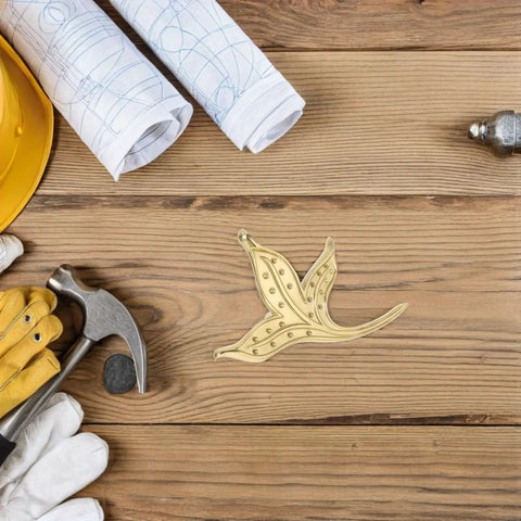Brass Leaf Drawer Pulls For Cabinets And Dressers Dope Vintage Style Cabinet Handles for Wardrobes on wooden surface