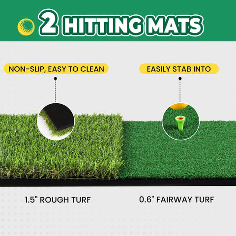 Two hitting mats for Grab-And-Go Portable Golf Chipping Net Set With Two Hitting Mats And Fifteen Training Balls