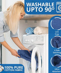 Woman loading Blue Huck Towels Pack Of 12 Cleaning Rags 100 Percent Cotton Ultra Absorbent Lint Free Towels into washing machine