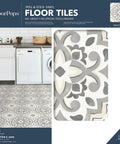 Grey And Cream Peel And Stick Vinyl Floor Tiles For A Modern Farmhouse Vibe No Tools Needed Easy Install With Permanent Adhesive