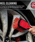 Person using brush on tire with Wheel And Tire Cleaner Gallon All In One Car Wash For Wheels And Rims Safe On Most Rim Finishes
