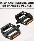 Mountain Bike Pedals Set Of 2 Lightweight Alloy Replacement Pedals With Reflectors In Black Durable Build Fits