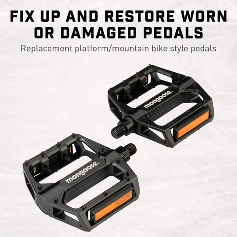 Mountain Bike Pedals Set Of 2 Lightweight Alloy Replacement Pedals With Reflectors In Black Durable Build Fits