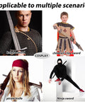 Cosplay scenarios with knight, child's toy, pirate, and ninja showing Two Piece Sword Bag Set With Straps 50 Inch Long Katana Cover.