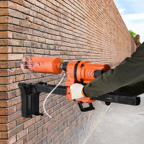 Diamond Core Drilling Machine With Bit For Wet Concrete Heavy Duty 8 Inch Core Drill Rig With Stand Wheel 750 RPM in use on brick wall