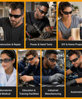 Tough As Nails Wraparound Safety Glasses For Men And Women 12 Pack Gradient Gray used in construction, labs, and automotive work.