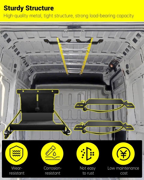 Heavy Duty Van Interior Ladder Storage Holder Overhead Truck Trailer Roof Rack Organizer Space Saving Gear Mount No Sweat Install Keep Your Ride Locked Down Clean