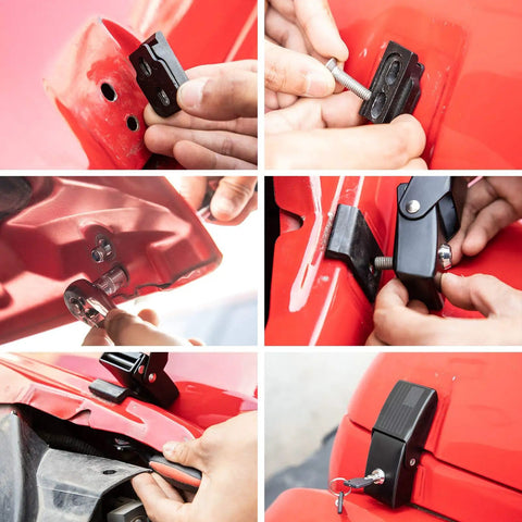 Installation of Heavy Duty Aluminum Hood Latch Kit With Locking Hood Catch For Jeep Wrangler JK JL Gladiator JT 2007-2025
