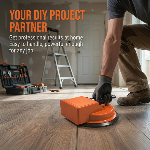 Hand using Floor Gap Fixer Tool Kit With Heavy Duty Suction Cup For Laminate Vinyl Or Tile Floors in DIY setup