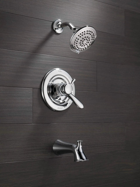 Lahara 17 Series Dual-Function Tub and Shower Trim Kit With 5-Spray Touch-Clean Shower Head No-Fuss Install Chrome Finish
