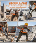 1700W Electric Jackhammer Concrete Breaker With 1900 BPM Demolition Power And Complete Three Piece Chisel Set Including Pointed And Wide Flat Bits For Heavy Duty Construction Tasks And Rocky Terrain Projects Badass Performance For Pros in action, breaking concrete and rock.