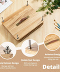 Wooden Book Press For Binding And Craft Projects Large 14.7 By 11.4 Inch Press with details on design features.