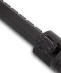 Close-up of extendable pry bar with push button, part of 29 To 48 Inch Extendable Pry Bar With 180 Degree Rotating Head Featuring 14 Locking Positions.