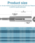 Detailed size chart for One Quarter Inch Hex Shank Wing Nut Driver Kit Pro Grade Slotted Drill Sleeve Wrench Set Must Have.