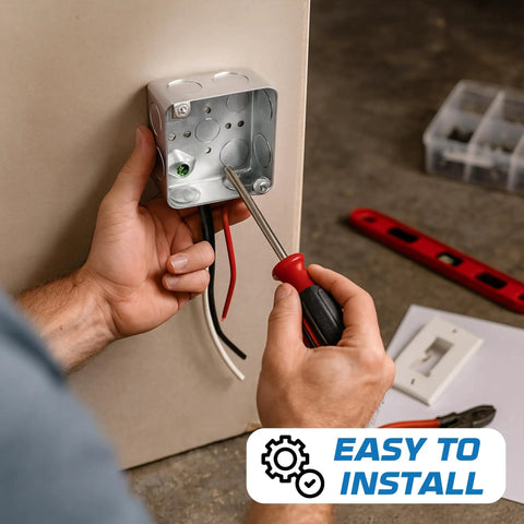 Installing 4 Inch Drawn Steel Electrical Box Set With 2 1/8 Inch Depth And 1/2 And 3/4 Inch Knockouts, 33 Cubic Inch Capacity